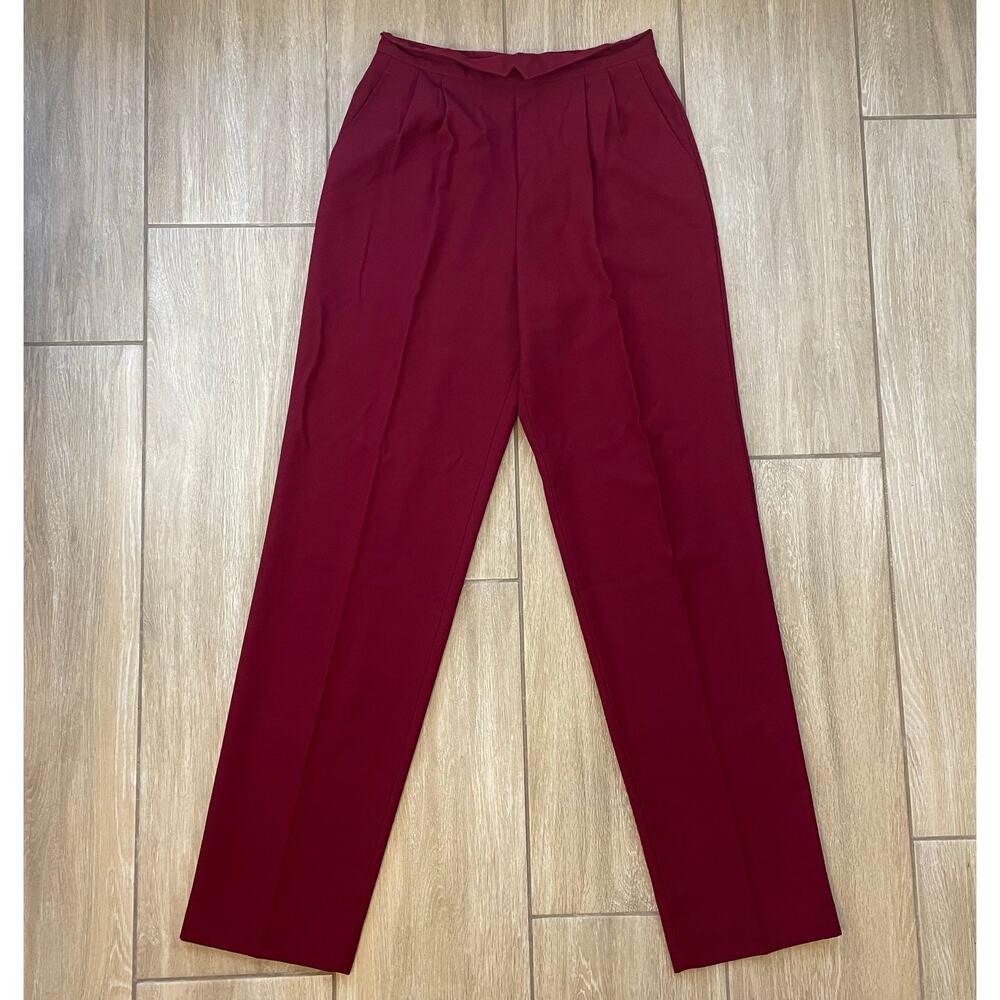 Vintage 70s ILGWU Wide Leg Pants High Rise Maroon Retro USA Womens